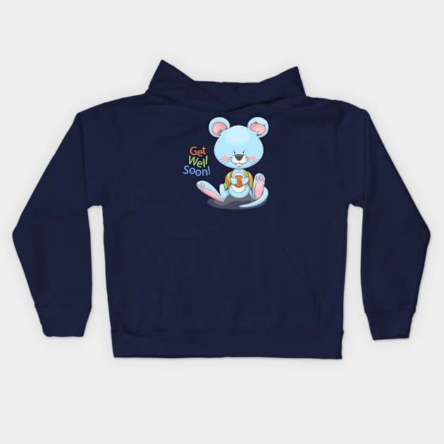 Get Well Soon Cute Mouse Kids Hoodie by Mako Design 